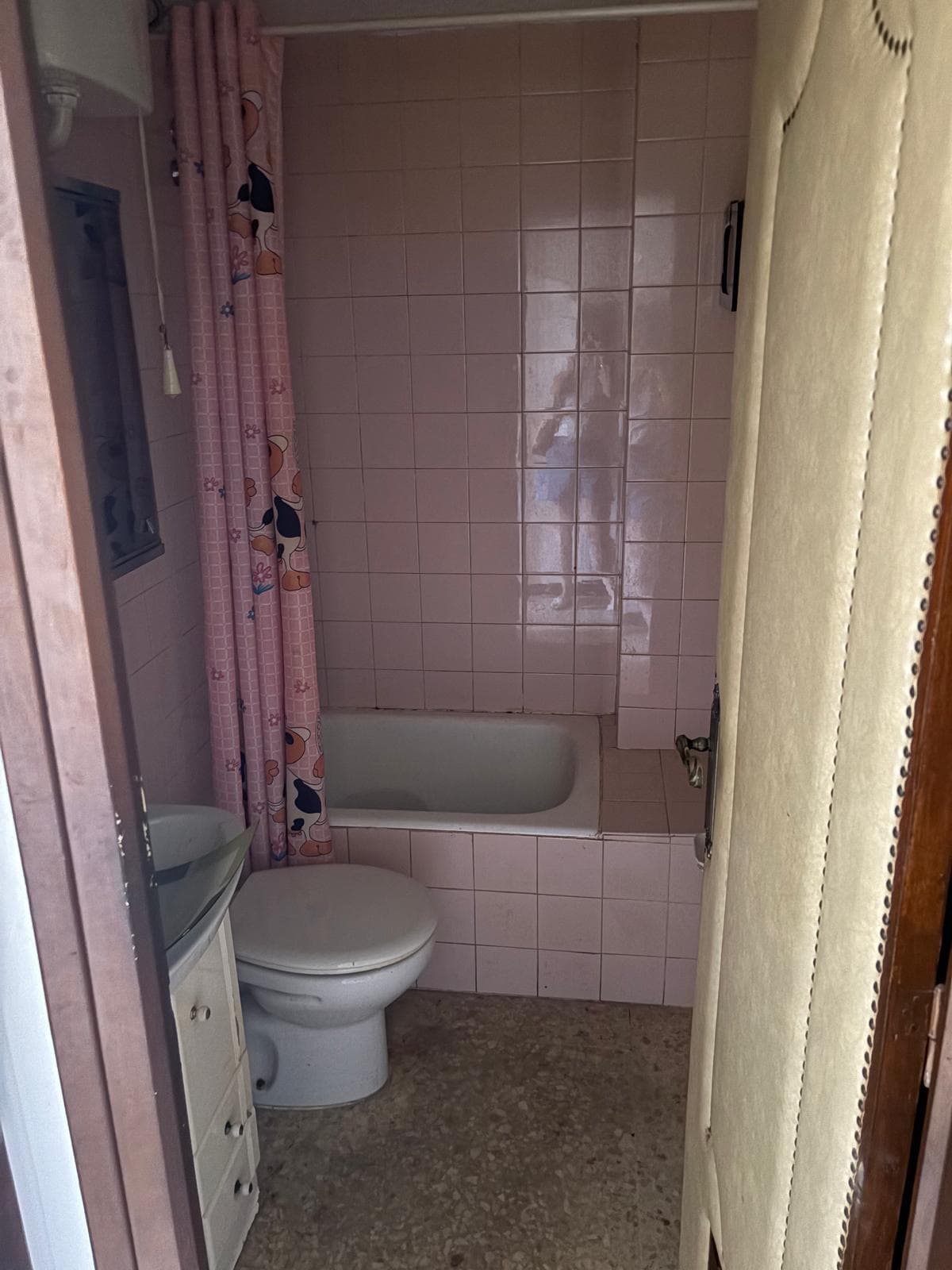 Baño antes de la reforma, con revestimientos y sanitarios originales